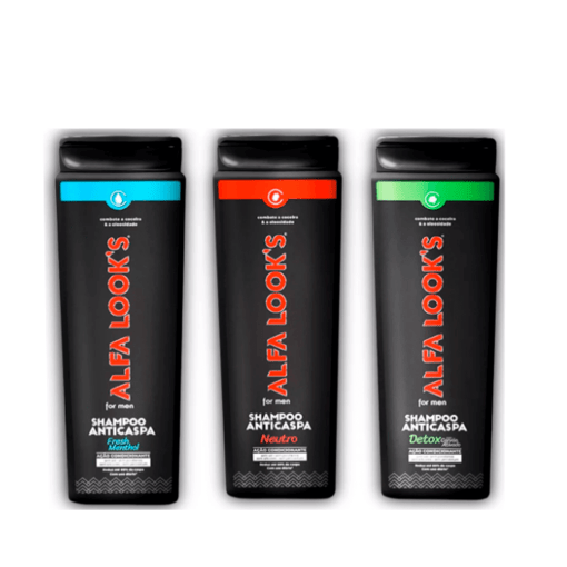 Kit Com 3 Sampoo,Detox,neutro,Flesh Mentol-ALFA looks