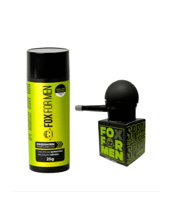 Kit Maquiagem Fibra Capilar Preta 25g + Aplicador Fox For Men