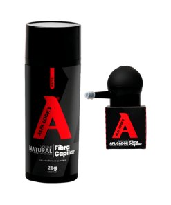 KIT FIBRA CAPILAR PRETO 25G COM APLICADOR – ALFA LOOK’S