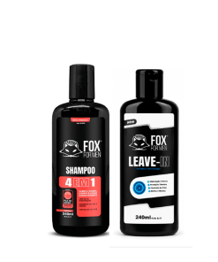 SHAMPOO 4 EM 1 E LEAVE IN HIDRATAÇÃO + FINALIZAÇÃO – FOX FOR MEN
