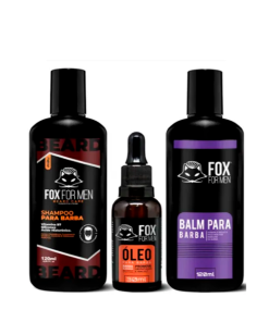 SHAMPOO PARA BARBA E ÓLEO EM GOTAS E BALM – FOX FOR MEN